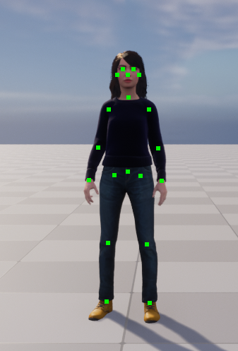 Virtual character with body and face keypoints